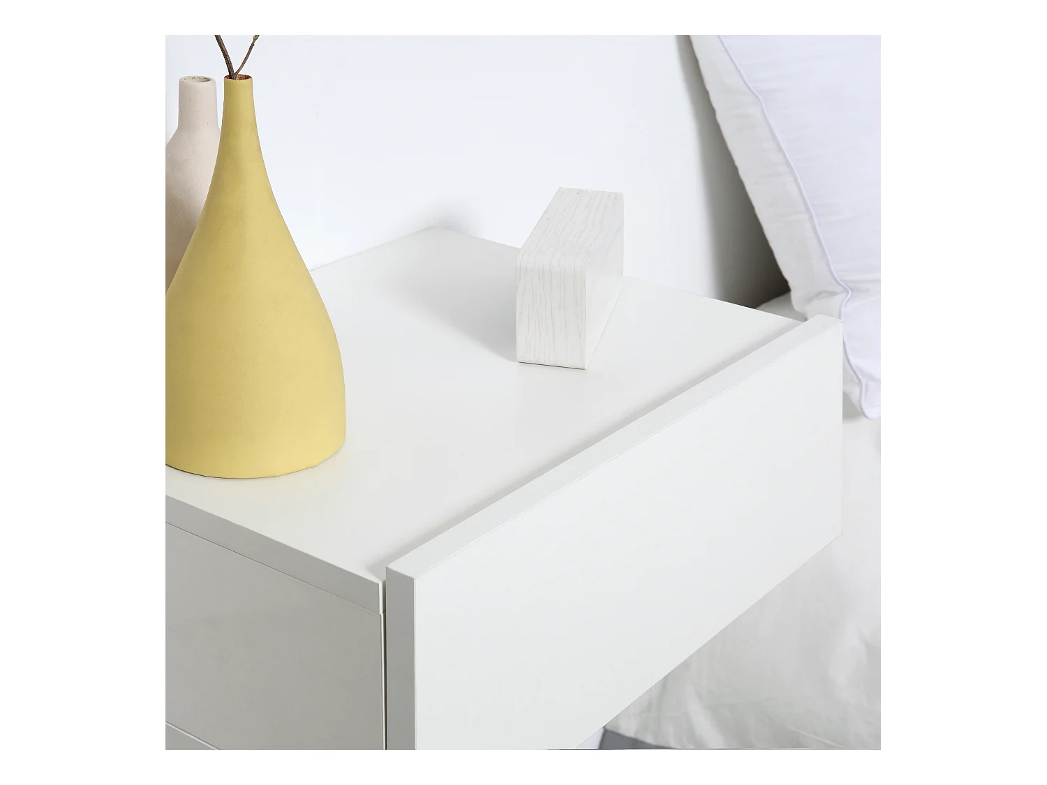 HOMCOM Set 2 Comodini Sospesi Design Moderno Legno Bianco 40x30x15cm