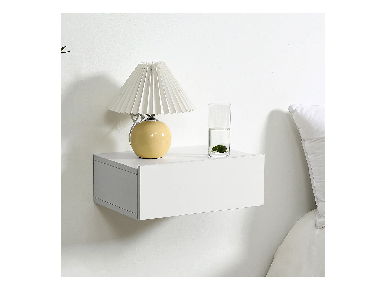 HOMCOM Set 2 Comodini Sospesi Design Moderno Legno Bianco 40x30x15cm