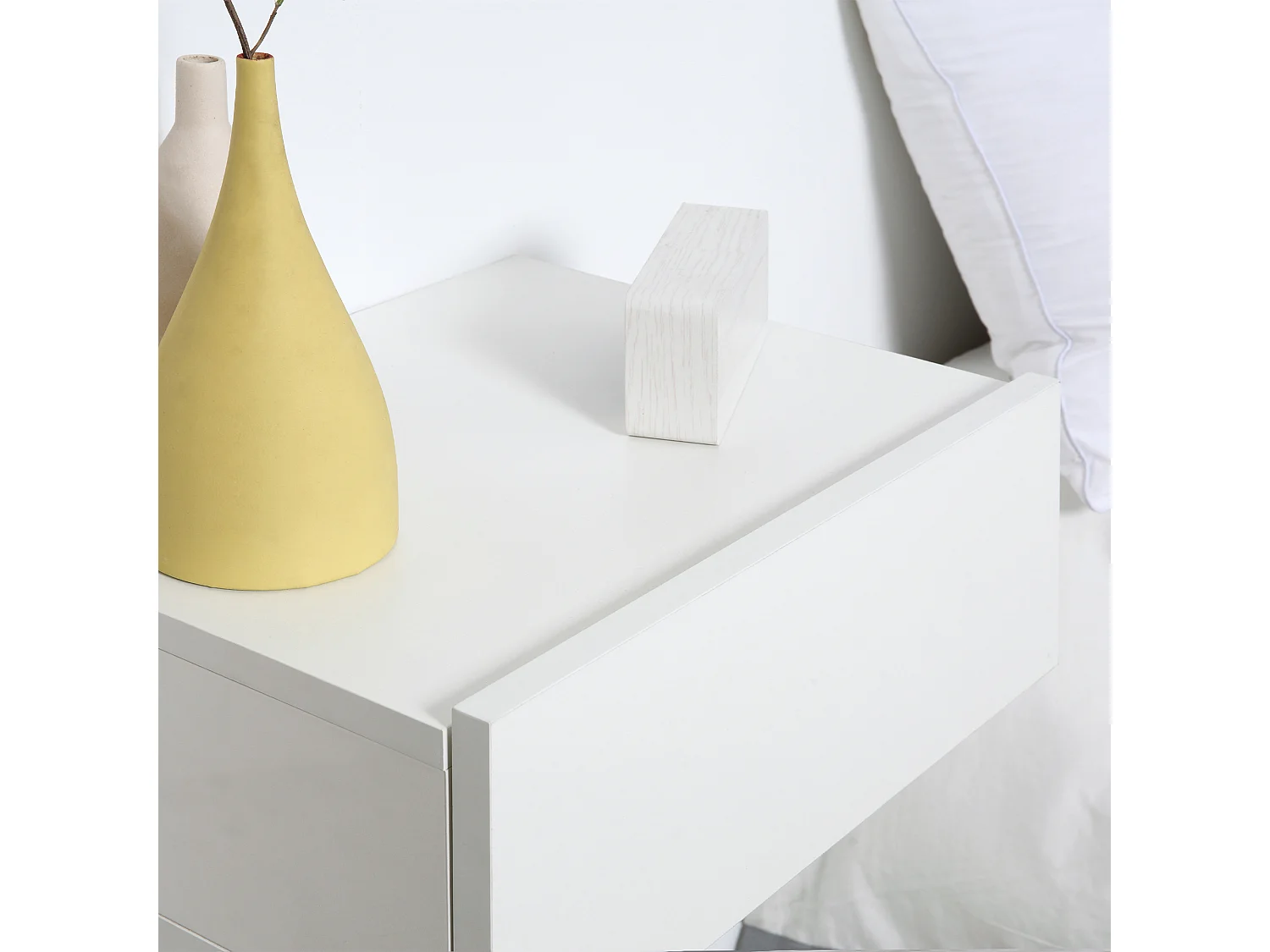 HOMCOM Set 2 Comodini Sospesi Design Moderno Legno Bianco 40x30x15cm