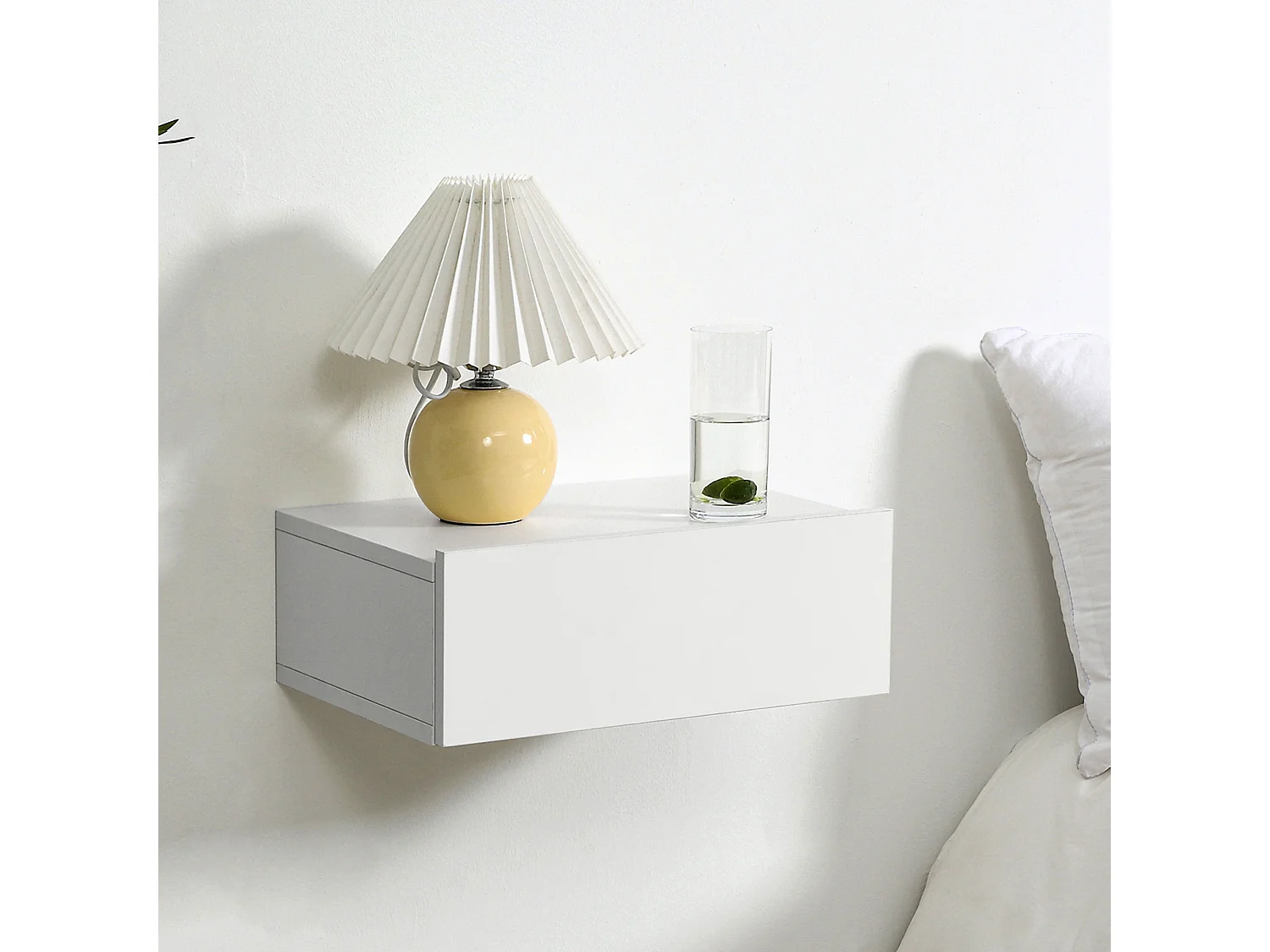 HOMCOM Set 2 Comodini Sospesi Design Moderno Legno Bianco 40x30x15cm