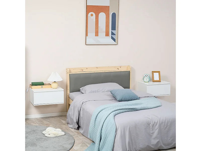 Comodino set 2 pezzi con cassetto e design sospeso bianco