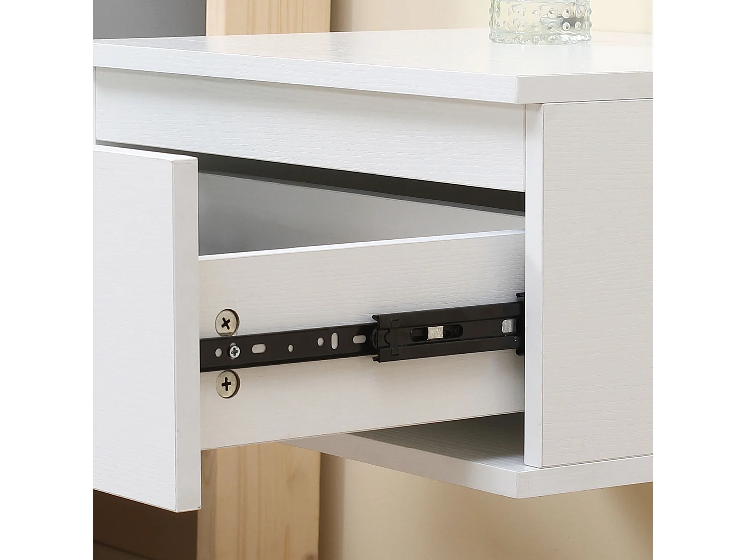 Comodino set 2 pezzi con cassetto e design sospeso bianco