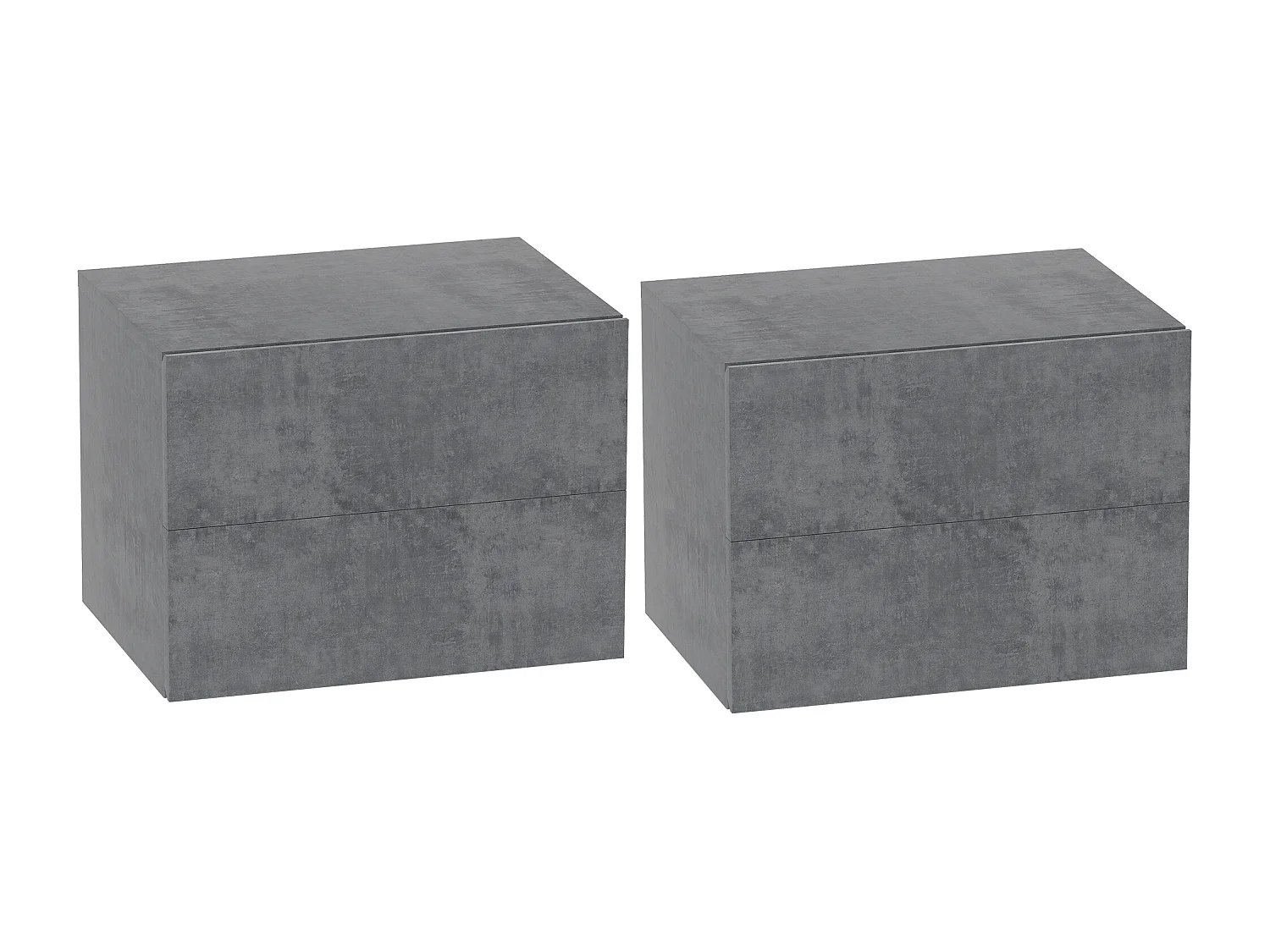 Set 2 comodini sospesi moderni con 2 cassetti grigio cemento