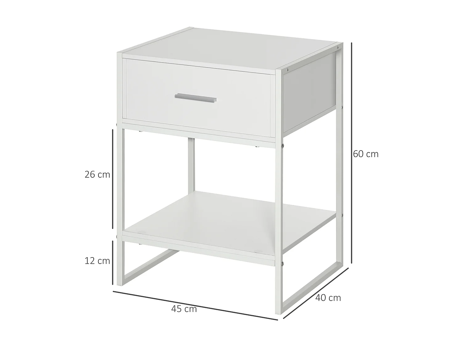 Comodini Moderni Set 2 Pz con Cassetto e Ripiano Aperto Bianco