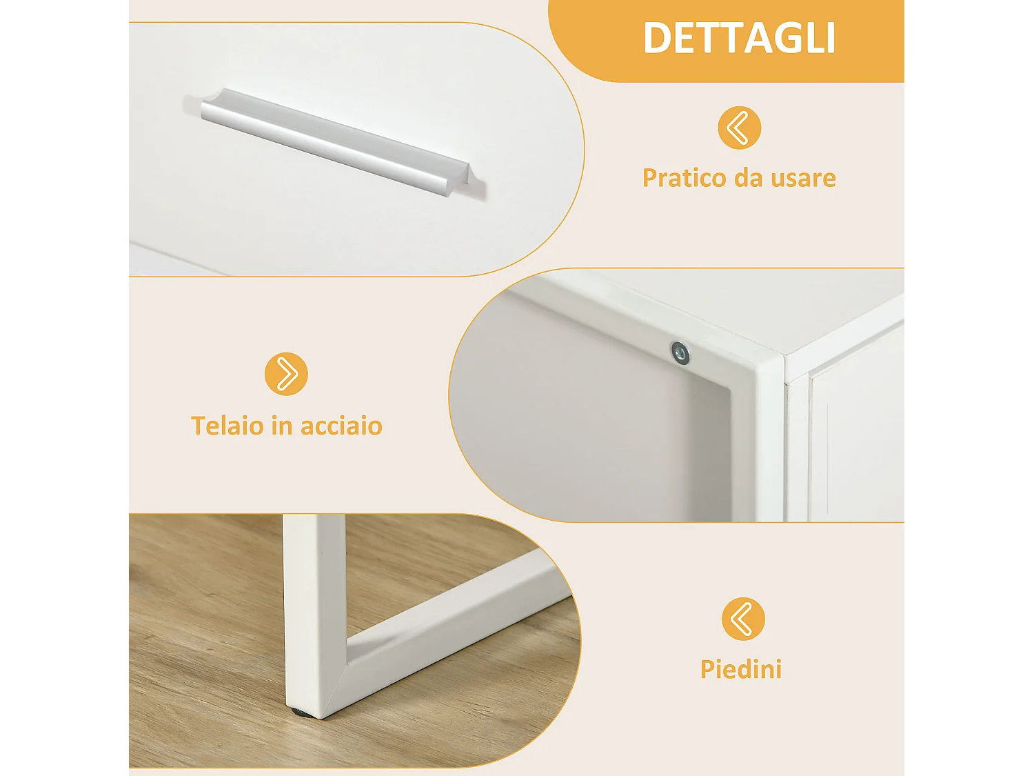 Comodini Moderni Set 2 Pz con Cassetto e Ripiano Aperto Bianco
