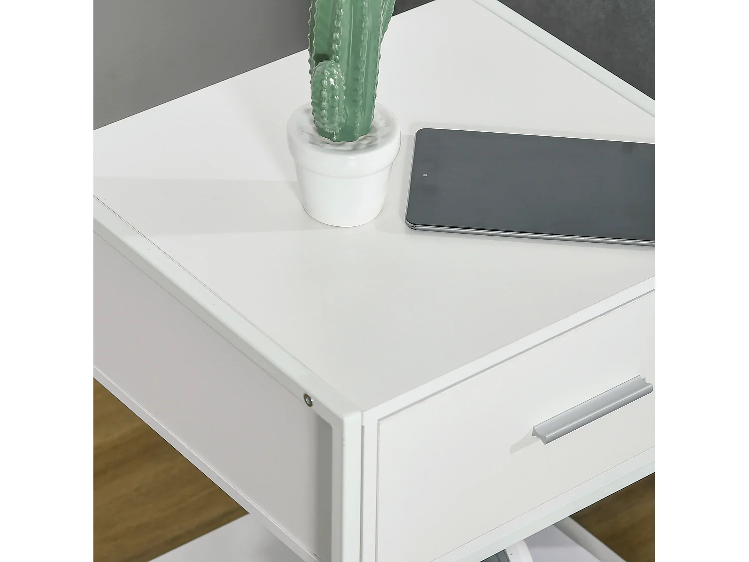 Comodini Moderni Set 2 Pz con Cassetto e Ripiano Aperto Bianco