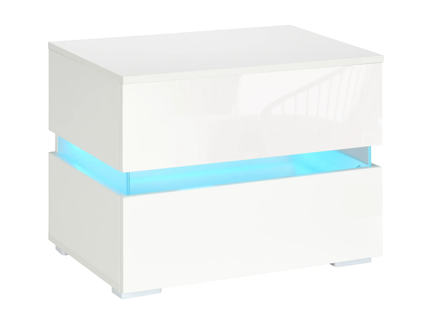 Comodino con luce led rgb 2 cassetti e 16 colori 60x39x47cm