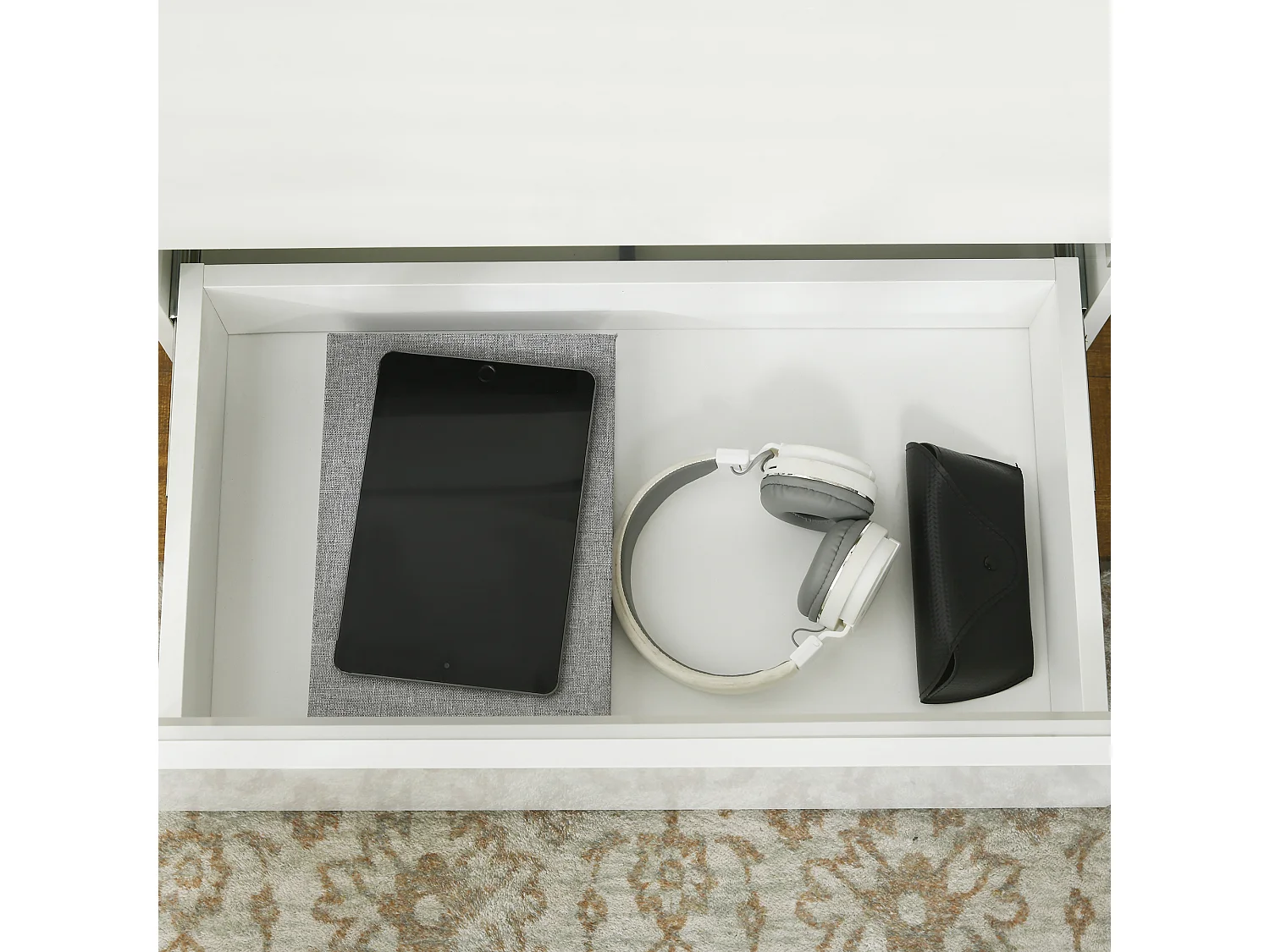 Comodino con luce led rgb 2 cassetti e 16 colori 60x39x47cm