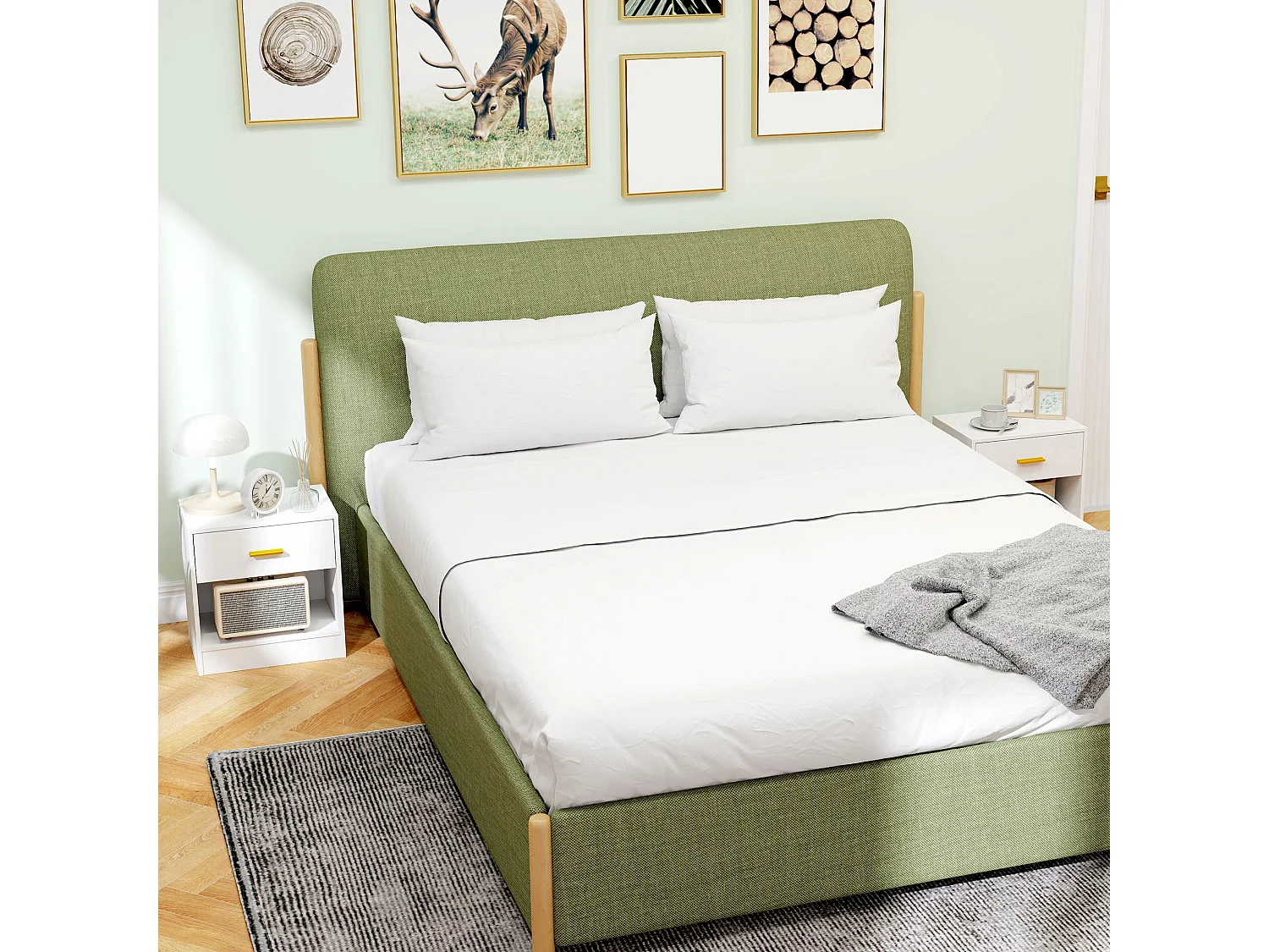 Set 2 comodini moderni con cassetto e ripiano aperto in legno bianco