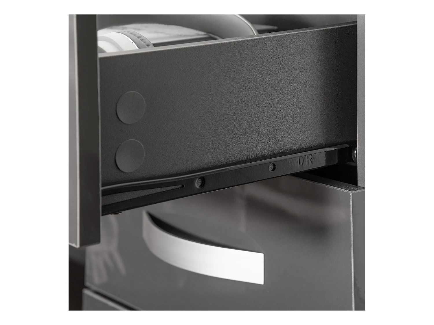 Comodino moderno set 2 pezzi 3 cassetti in truciolato grigio