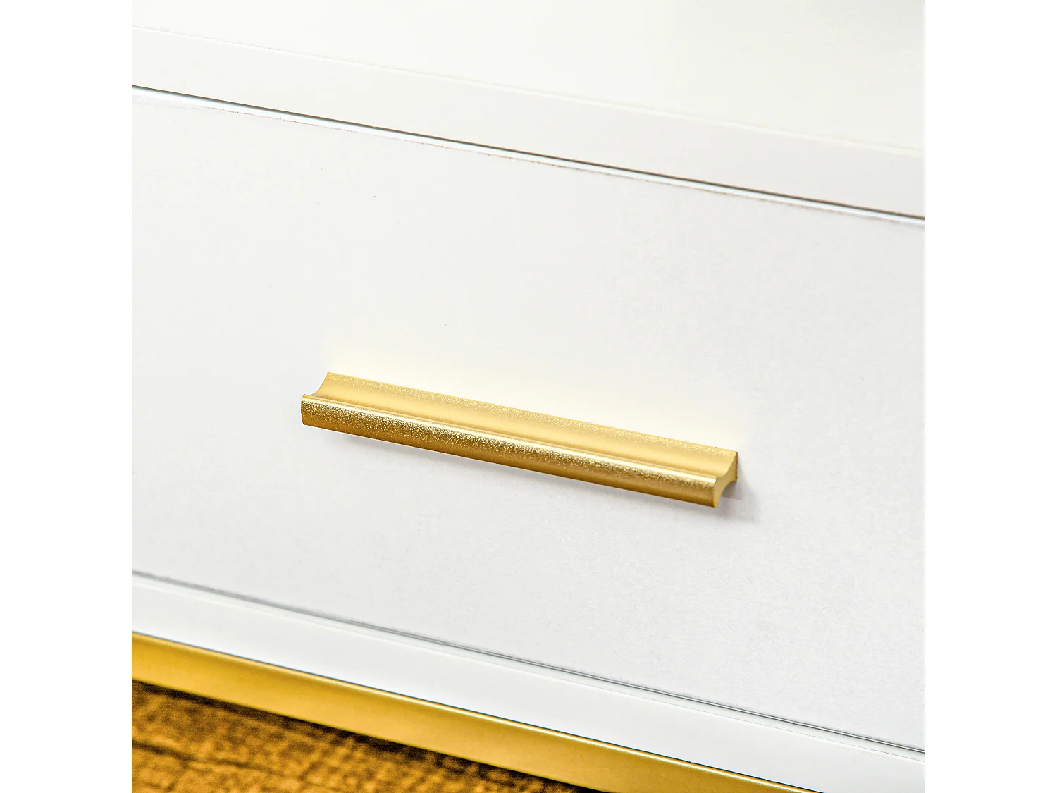 Set di 2 comodini moderni con cassetto e ripiano aperto bianco e oro