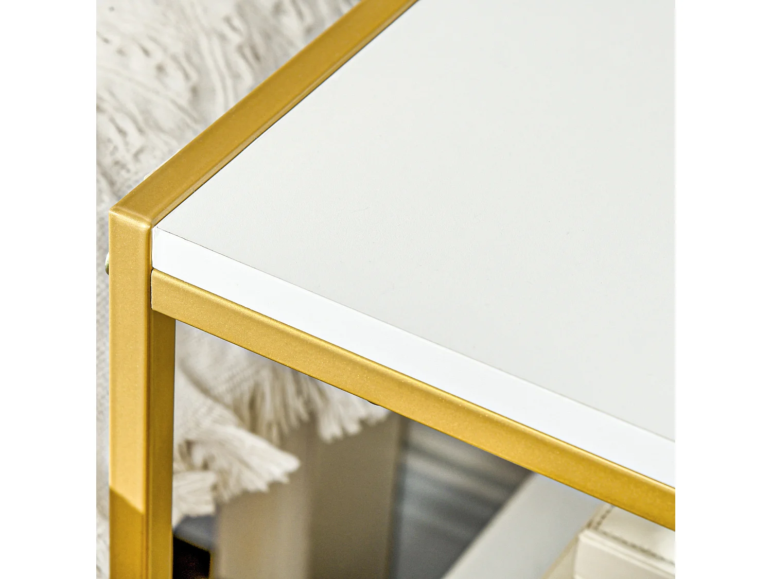 Set di 2 comodini moderni con cassetto e ripiano aperto bianco e oro