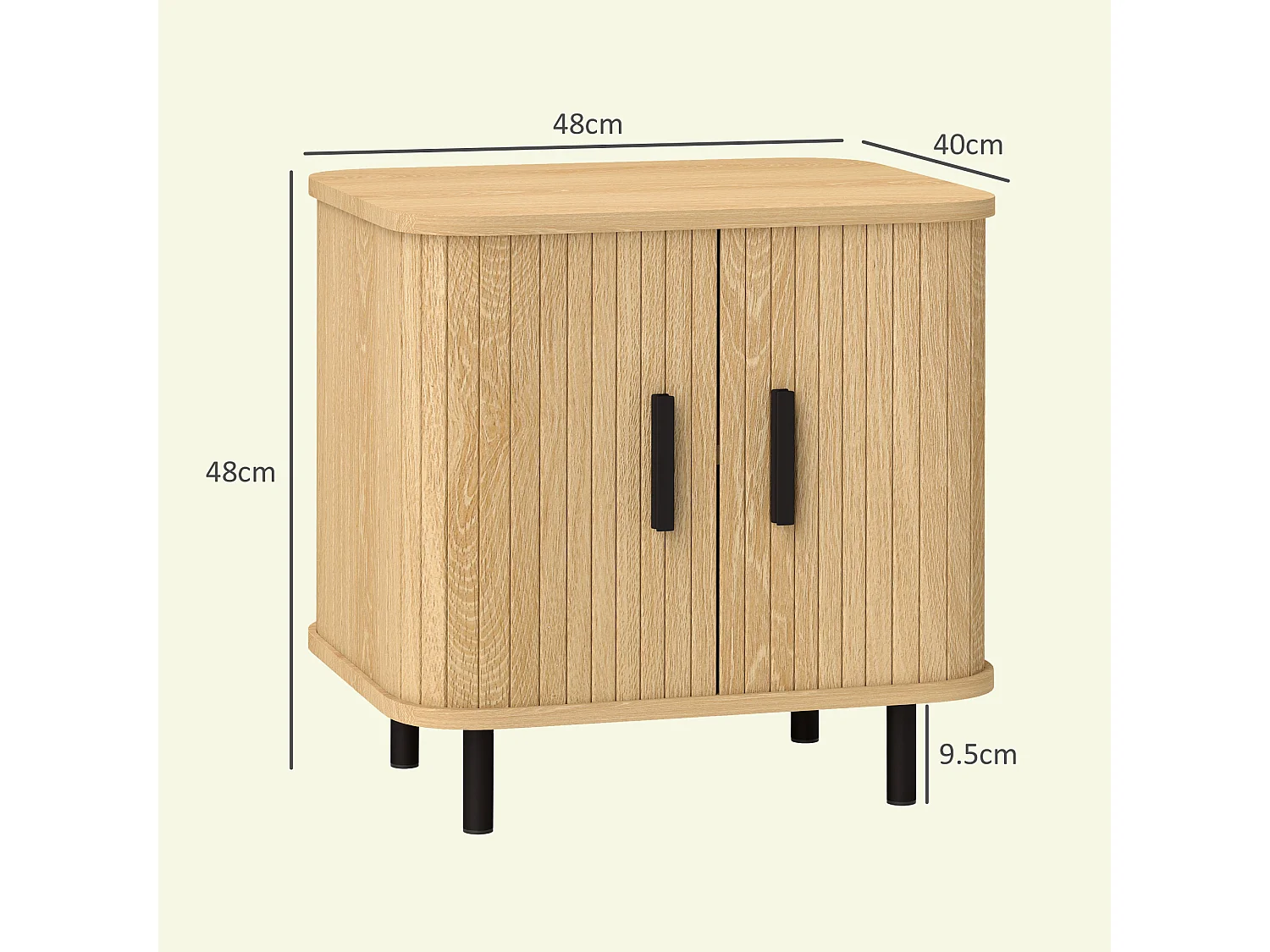 Set 2 comodini in stile nordico con ripiano a 2 livelli nero e rovere