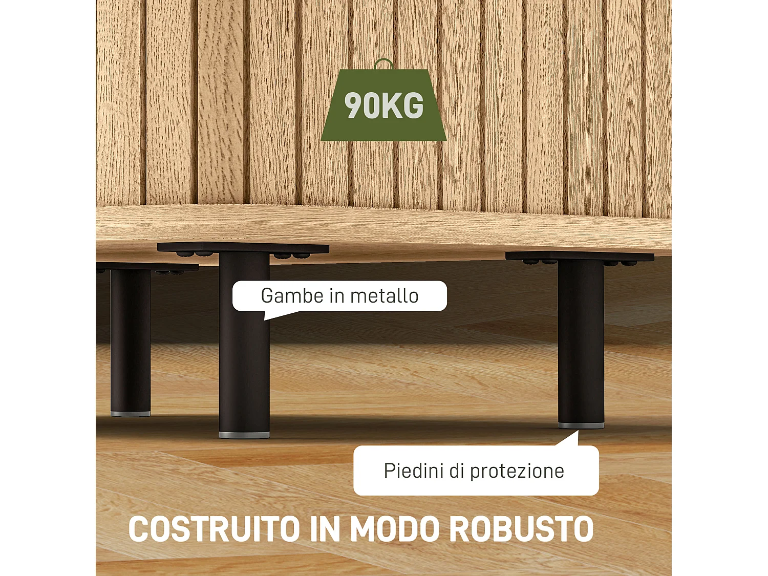 Set 2 comodini in stile nordico con ripiano a 2 livelli nero e rovere