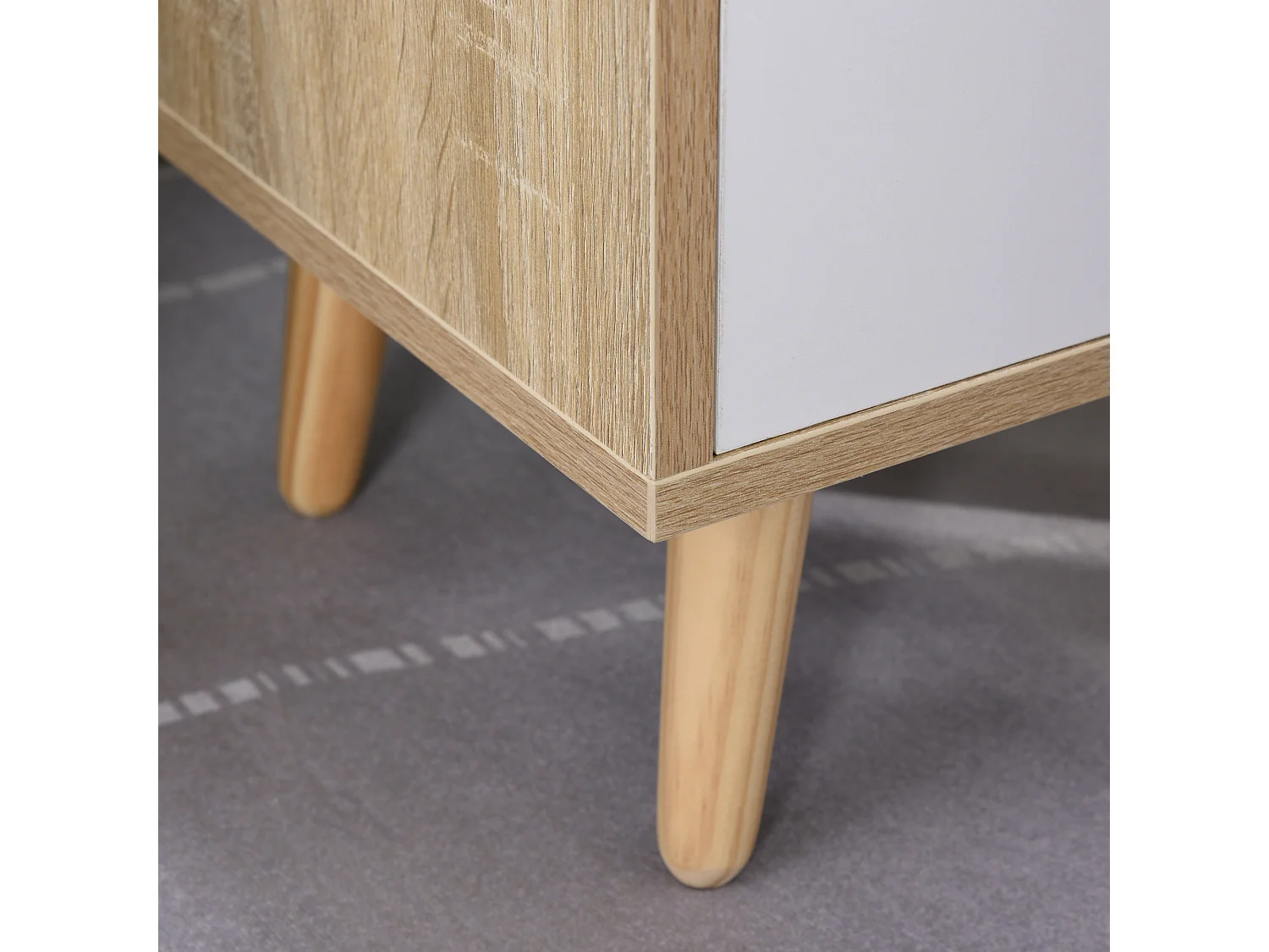 Comodino salvaspazio in legno con cassetto e mensola 37x30x48cm