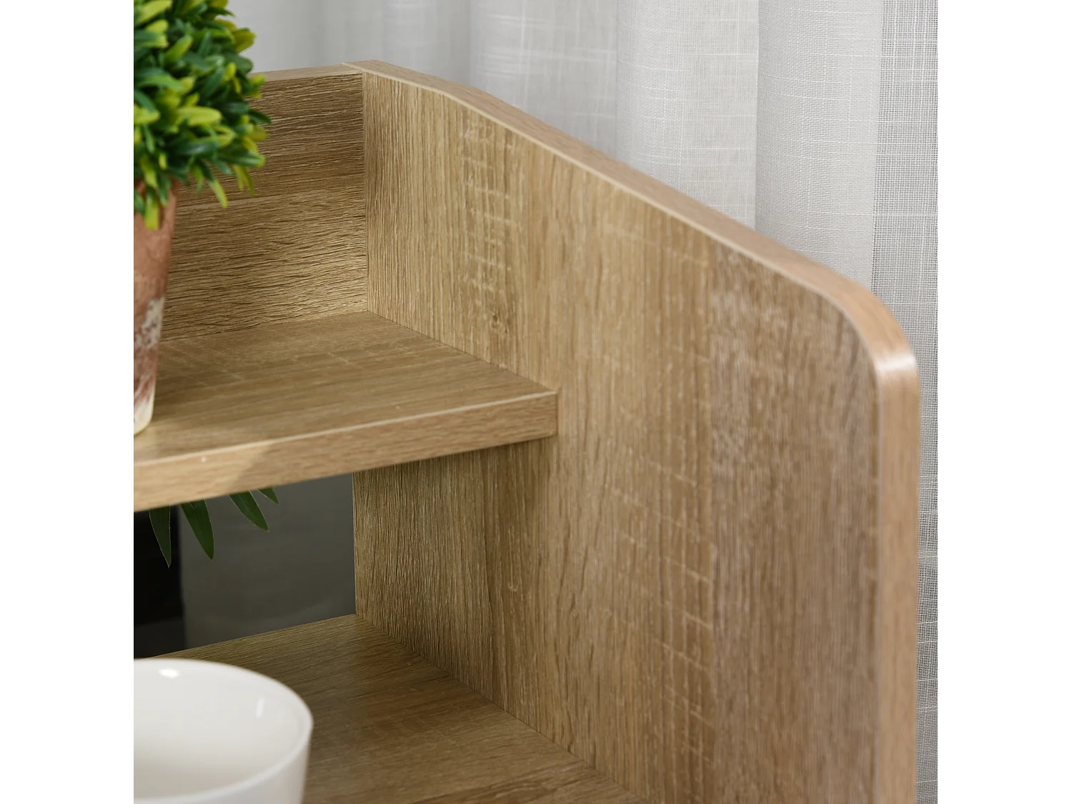 Comodino salvaspazio in legno con cassetto e mensola 37x30x48cm