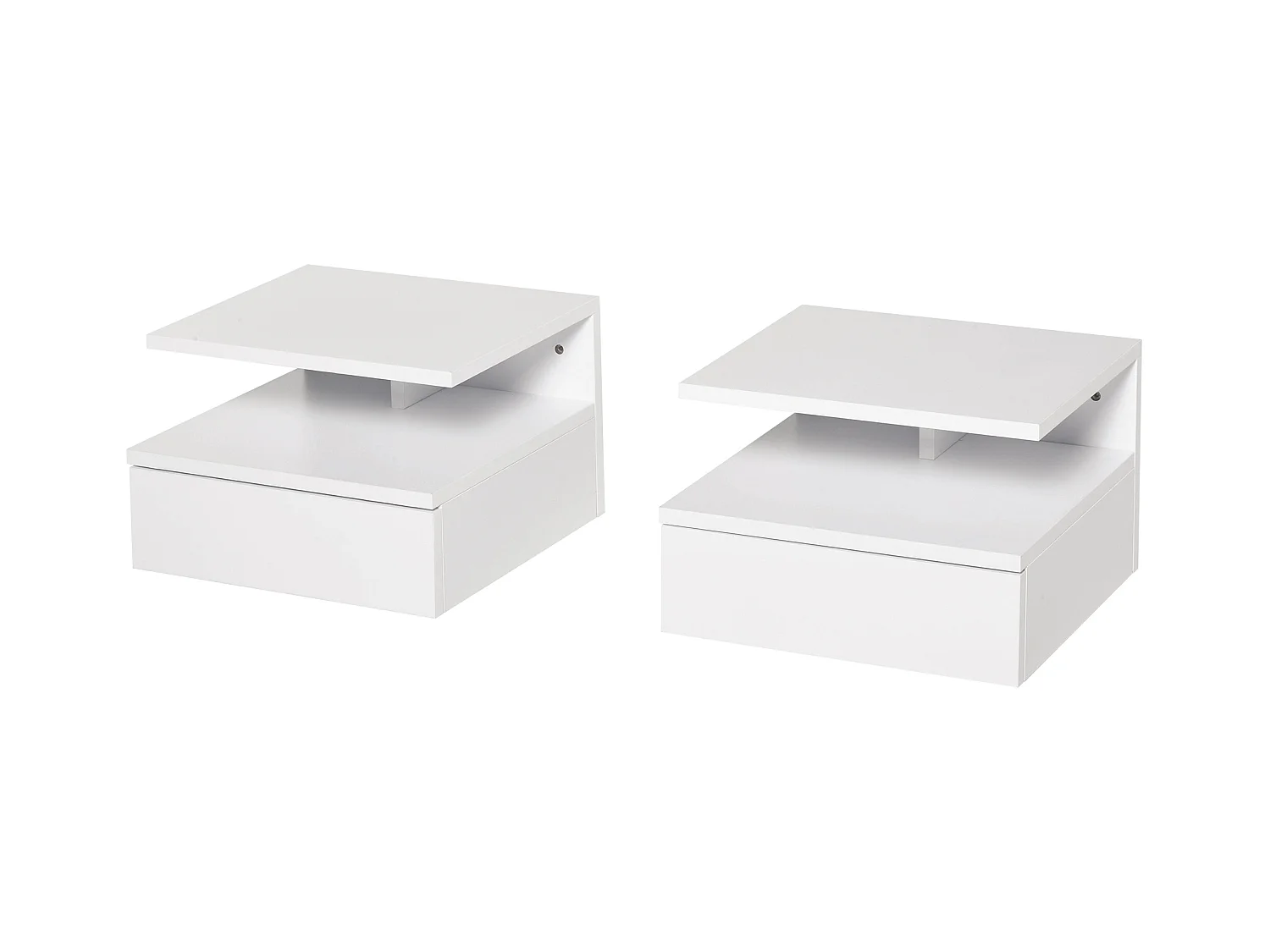 Set 2 comodini sospesi con cassetto e mensola 35x32x22.5cm