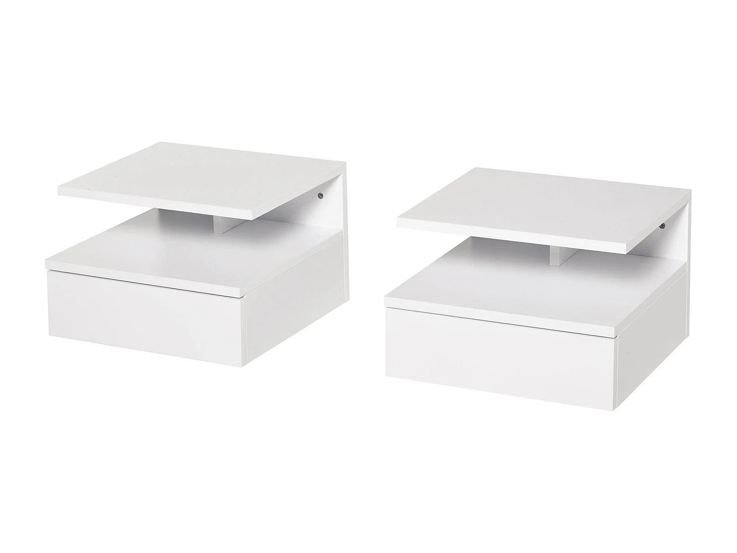 Set 2 comodini sospesi con cassetto e mensola 35x32x22.5cm