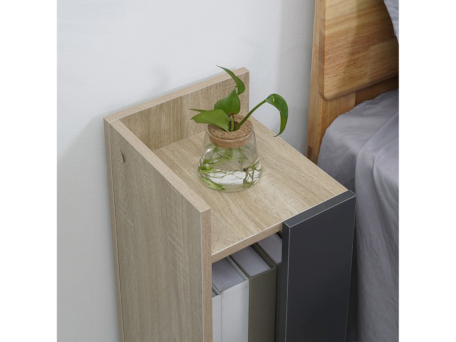 Comodino moderno set 2 pz con ripiano aperto in truciolato