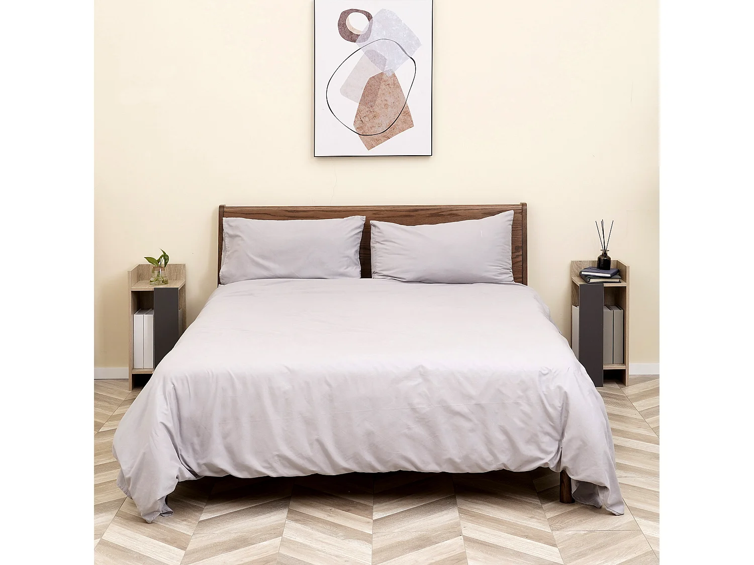 Comodino moderno set 2 pz con ripiano aperto in truciolato