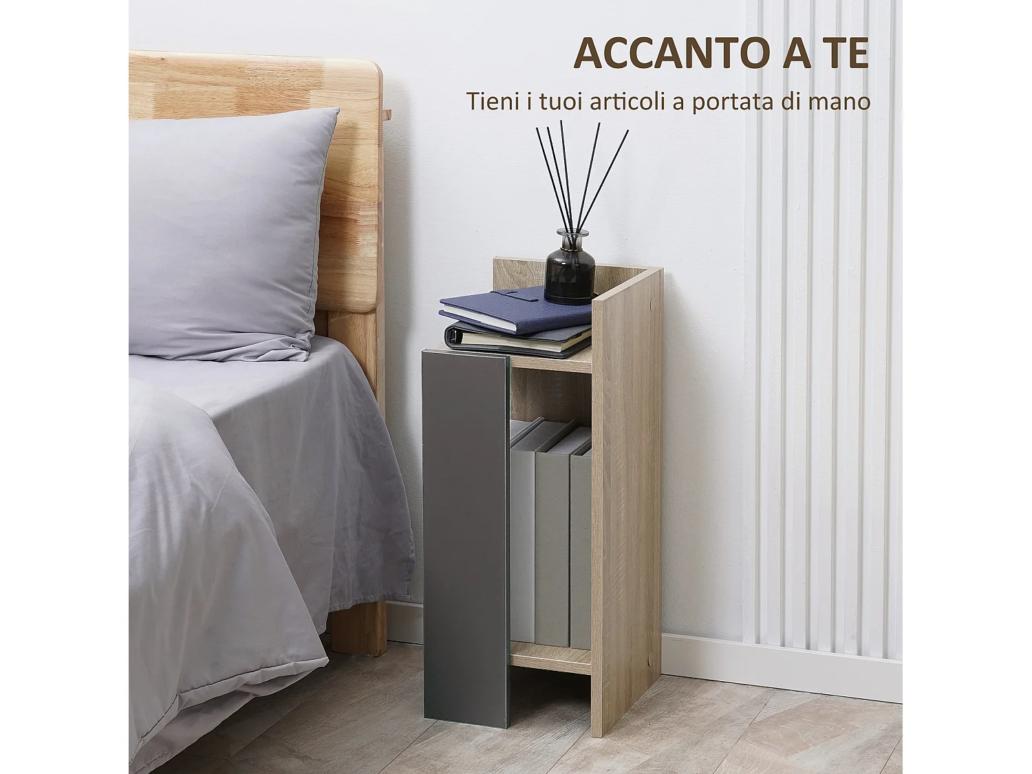Comodino moderno set 2 pz con ripiano aperto in truciolato