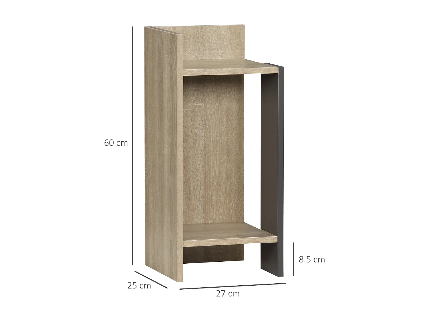 Comodino moderno set 2 pz con ripiano aperto in truciolato