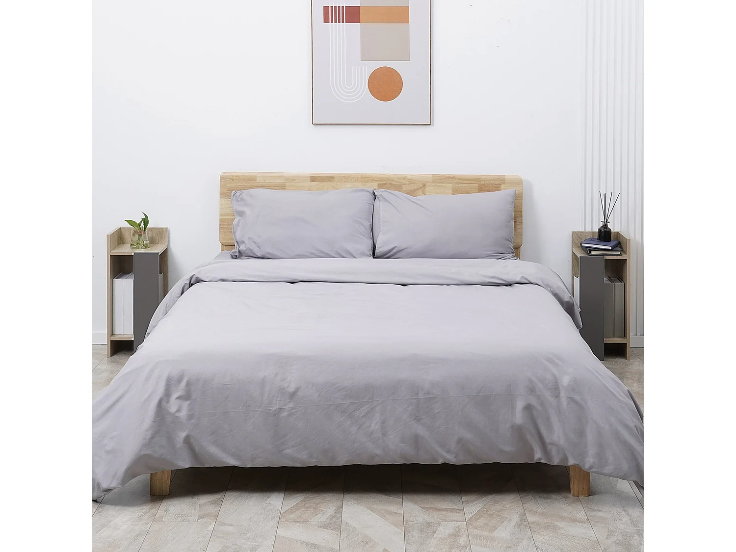 Comodino moderno set 2 pz con ripiano aperto in truciolato