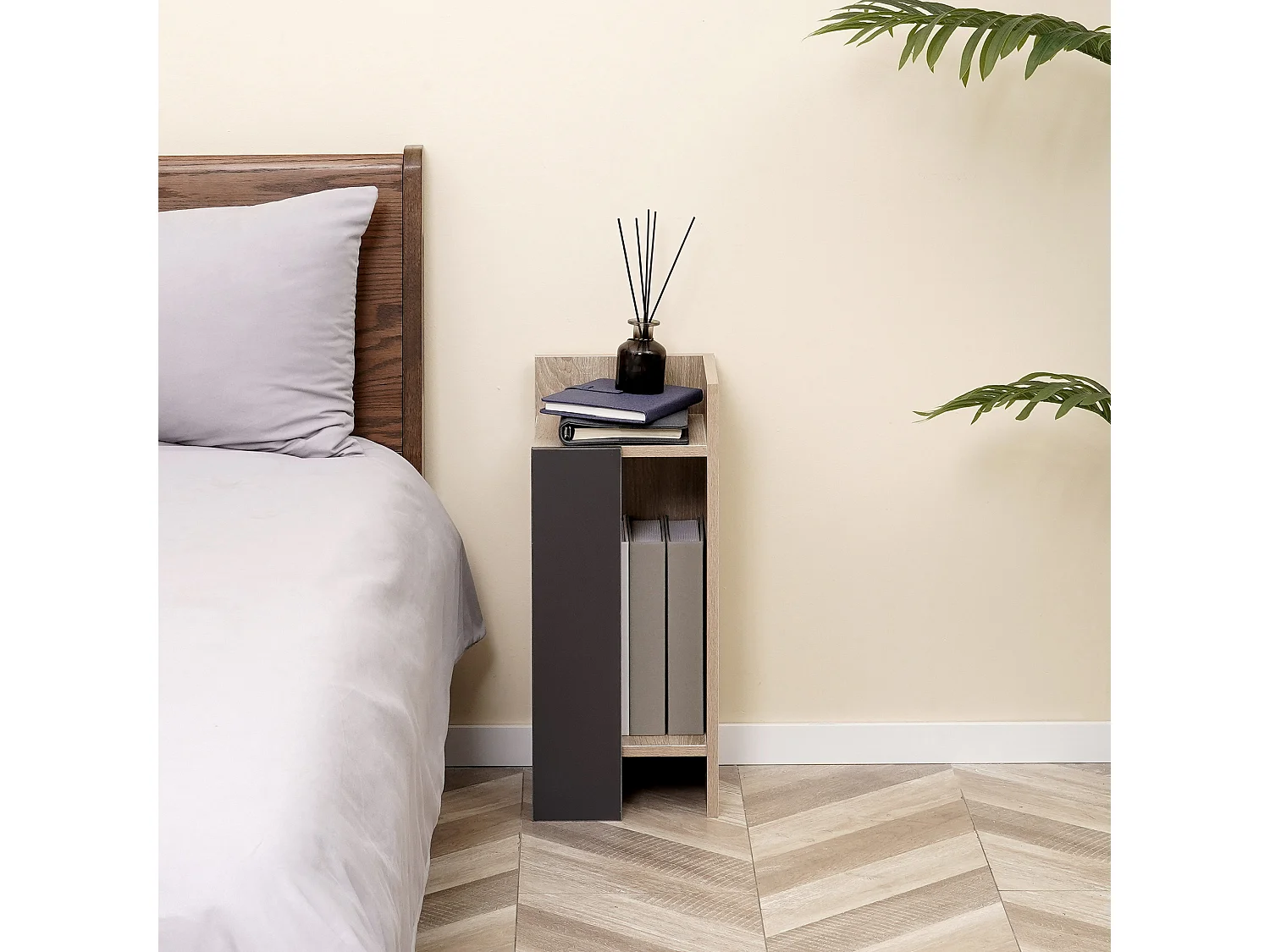 Comodino moderno set 2 pz con ripiano aperto in truciolato