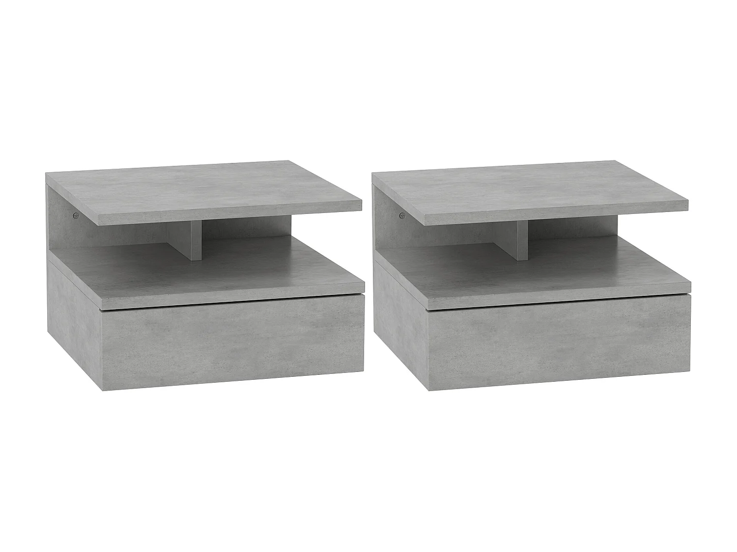 Set 2 comodini sospesi con cassetto e mensola 35x32x22.5cm grigio