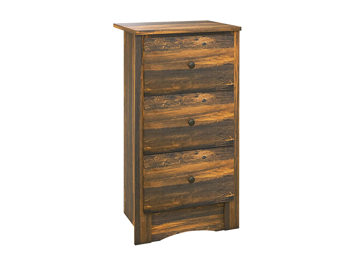 Comodino con 3 cassetti in stile rustico 40x30x74 cm marrone