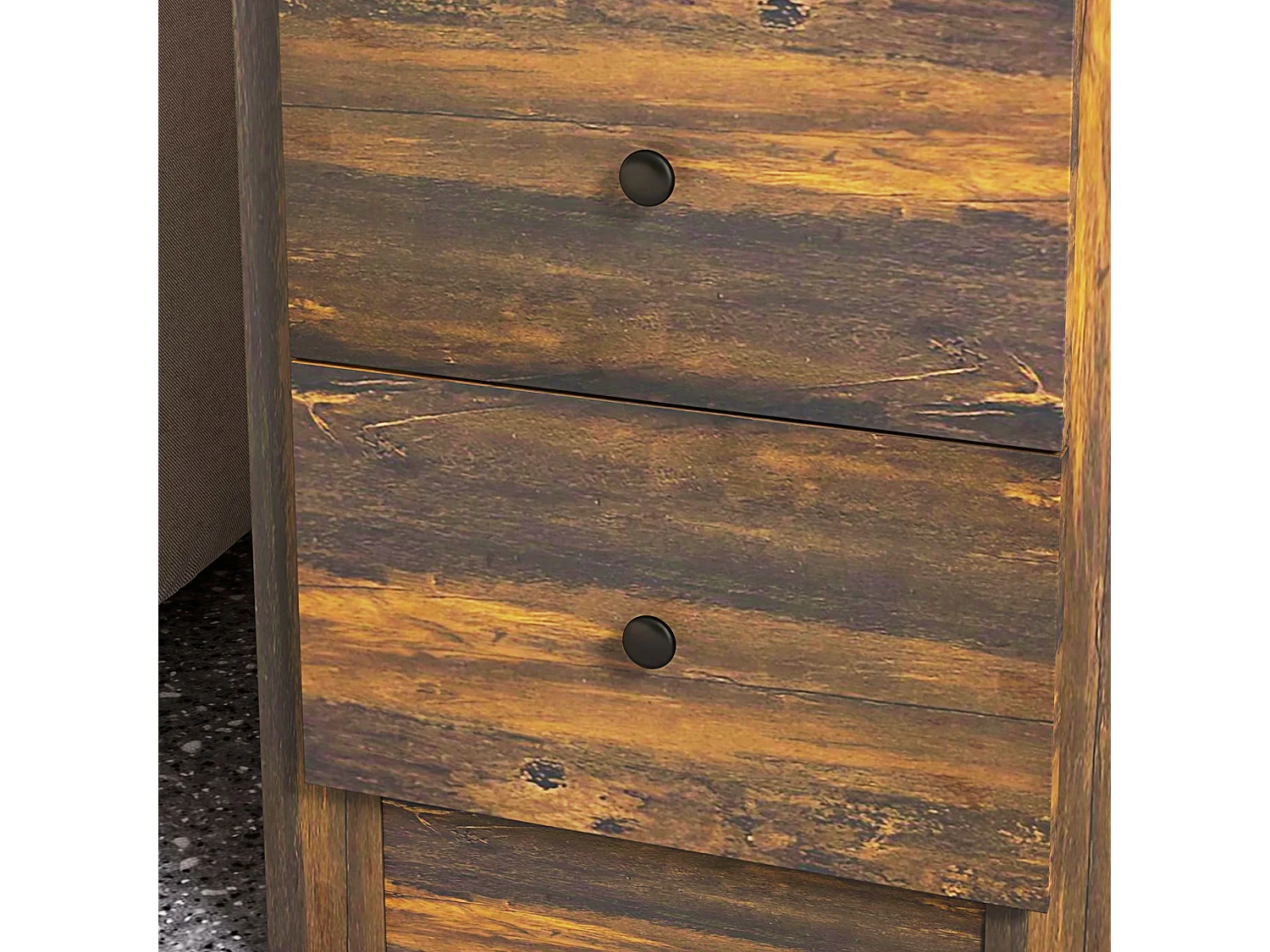 Comodino con 3 cassetti in stile rustico 40x30x74 cm marrone