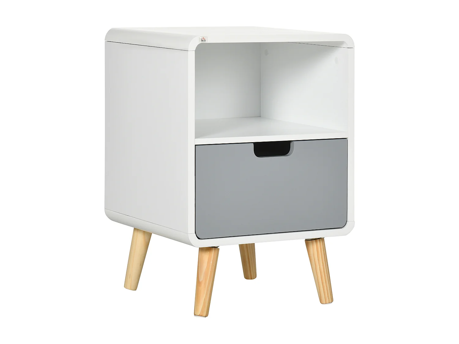 Comodino con cassetto in mdf e legno di pino in stile nordico