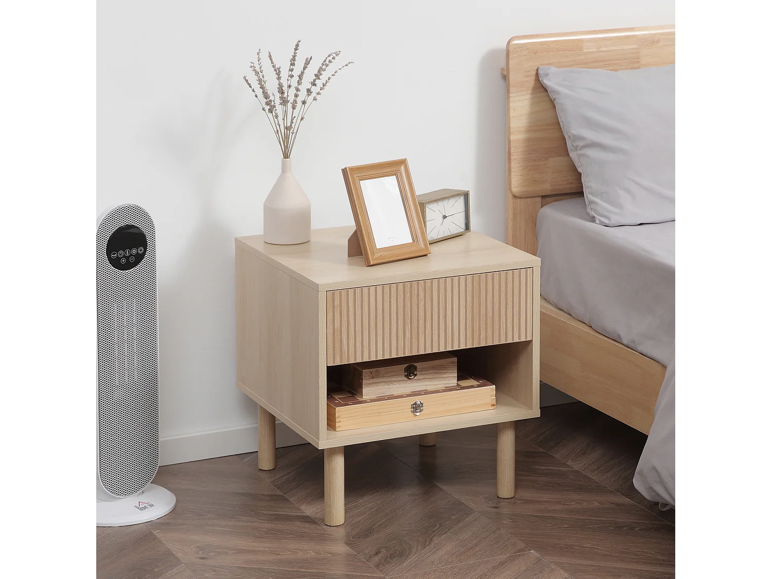 Comodino con cassetto e ripiano aperto in truciolato 47x47x50cm