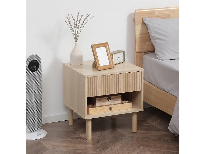 Comodino con cassetto e ripiano aperto in truciolato 47x47x50cm