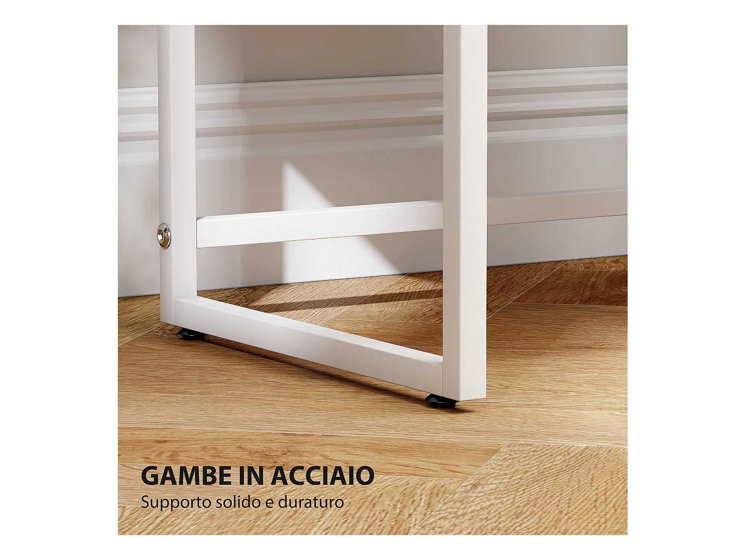 Comodino moderno con 2 cassetti con apertura a pressione bianco