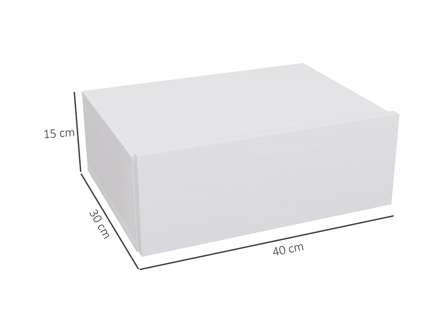 Comodino con cassetto dal design sospeso moderno in truciolato bianco