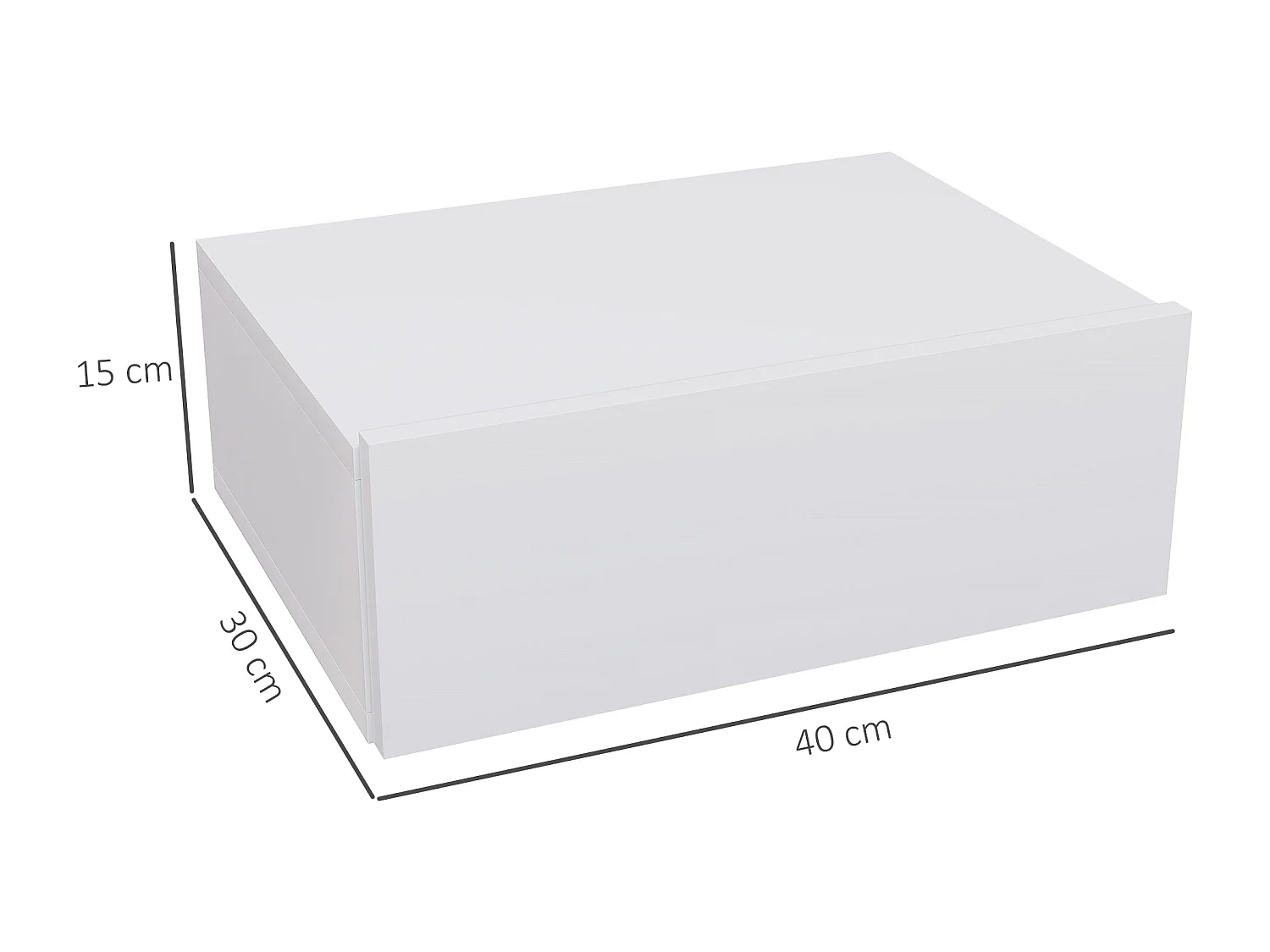 Comodino con cassetto dal design sospeso moderno in truciolato bianco