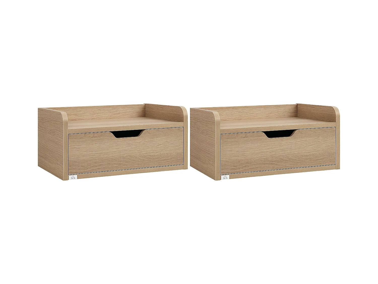 Comodini sospesi design a parete set 2 pezzi in truciolato