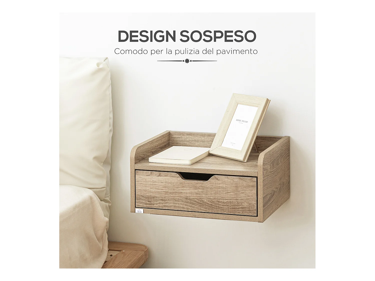 Comodini sospesi design a parete set 2 pezzi in truciolato