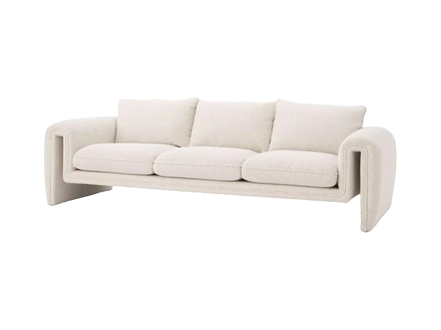 Sofa Chenilla Beige Yuma 230x91x76 Cm