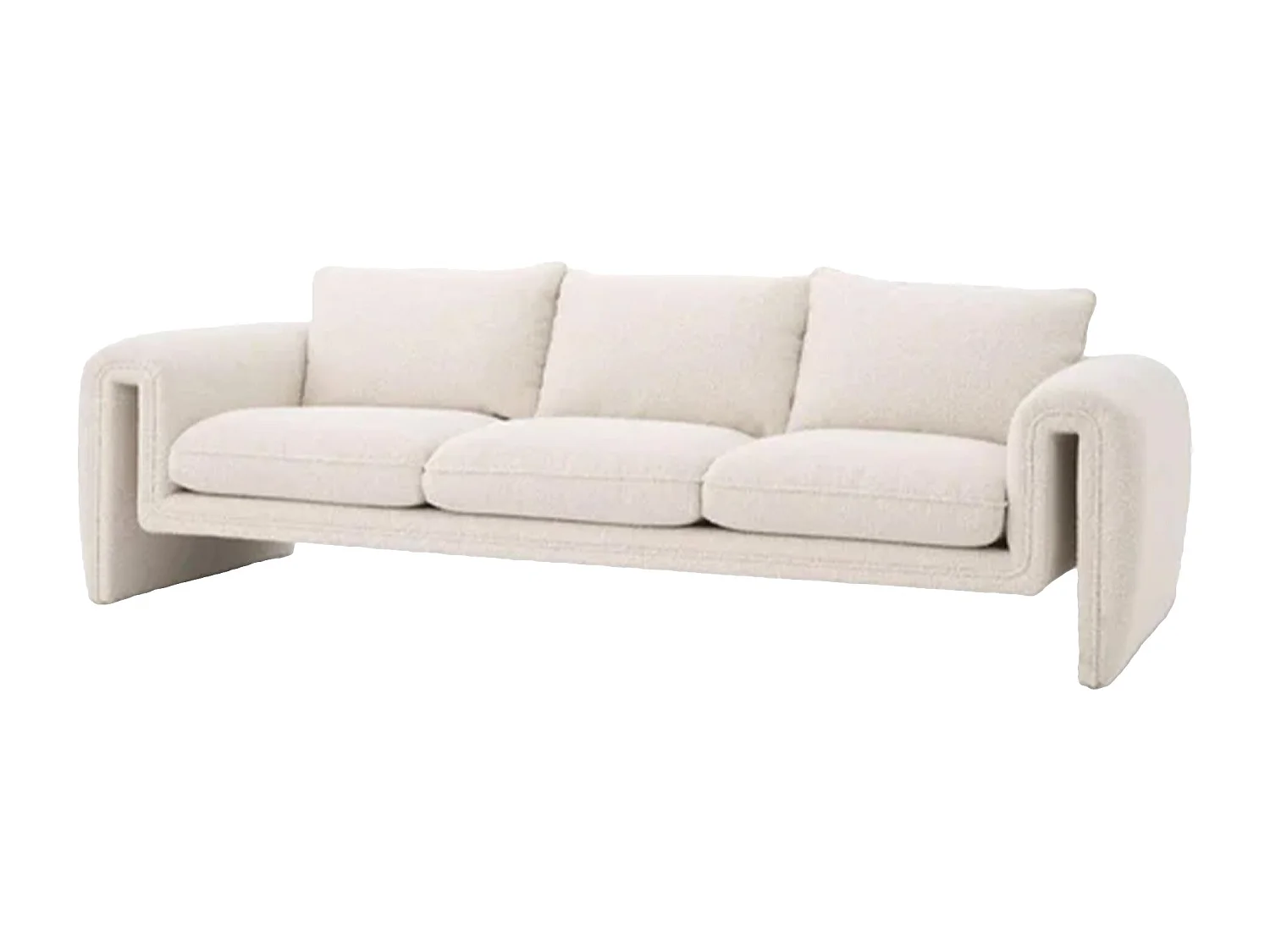 Sofa Chenilla Beige Yuma 230x91x76 Cm
