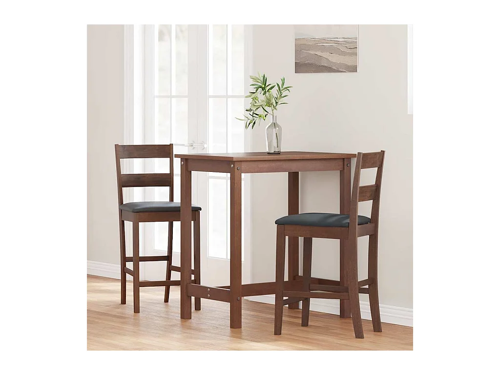 Taburetes de bar con cojines 2 uds madera maciza marrón caucho