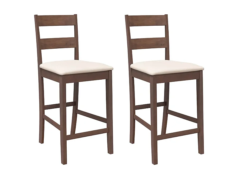 Taburetes de bar con cojines 2 uds madera maciza marrón caucho