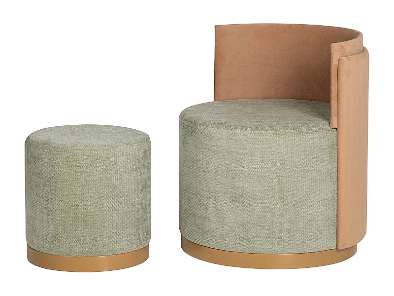 Set Butaca Y Puff Velvet 61x61x70 40x40x40 Cm