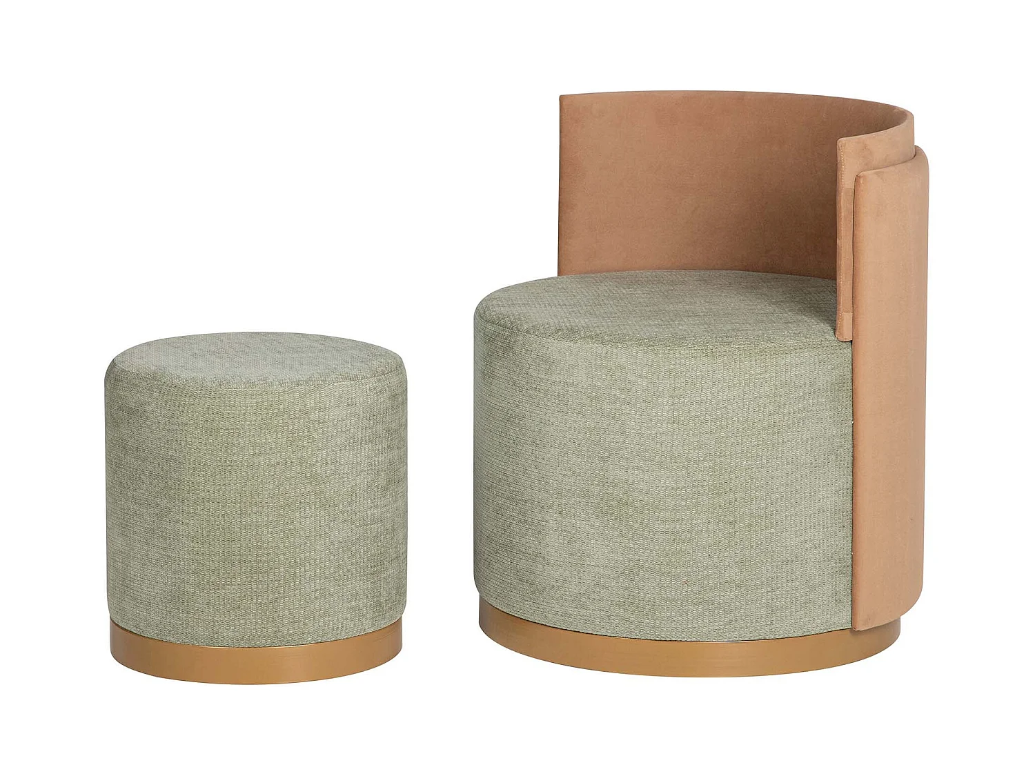 Set Butaca Y Puff Velvet 61x61x70 40x40x40 Cm