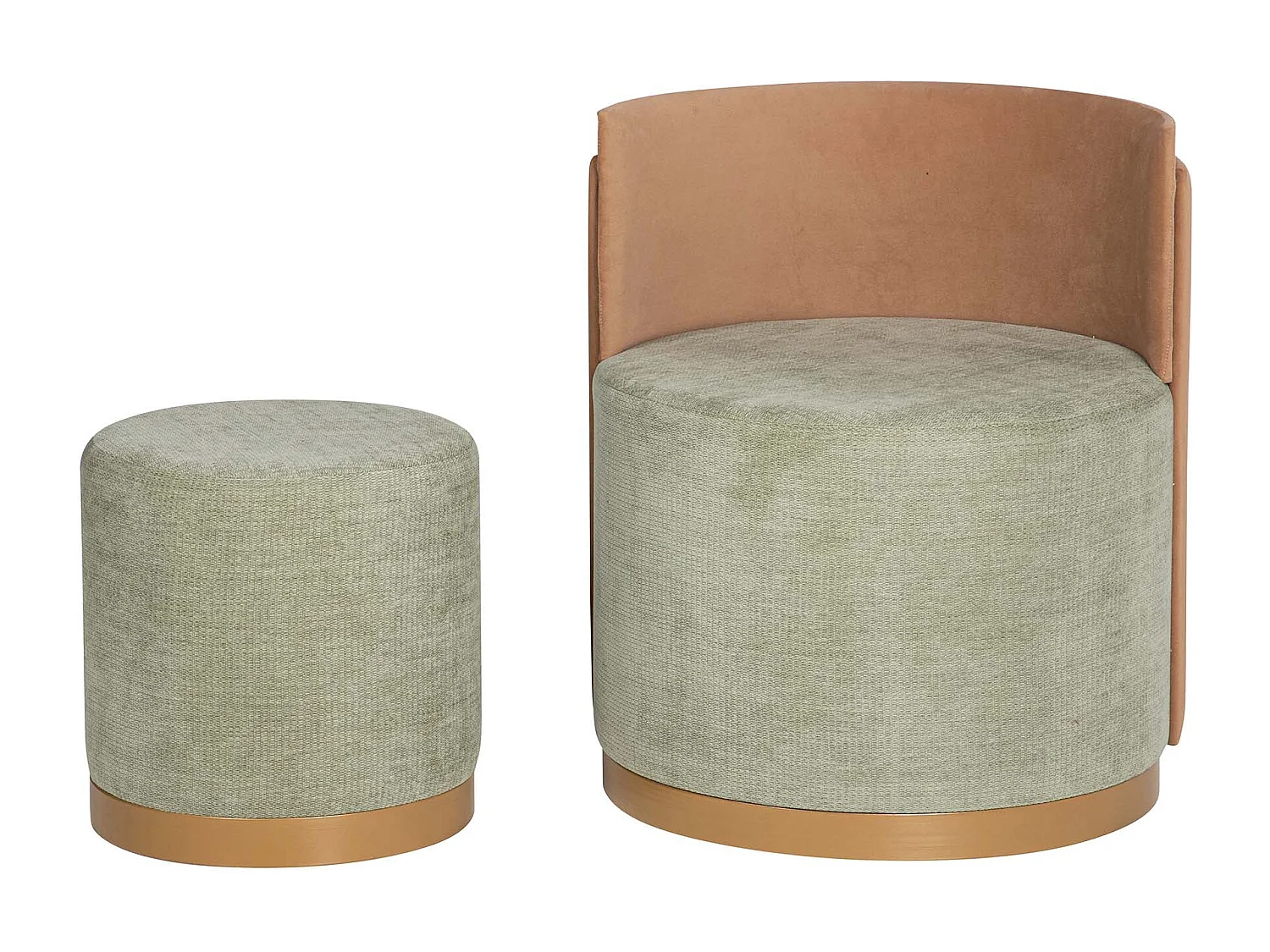 Set Butaca Y Puff Velvet 61x61x70 40x40x40 Cm