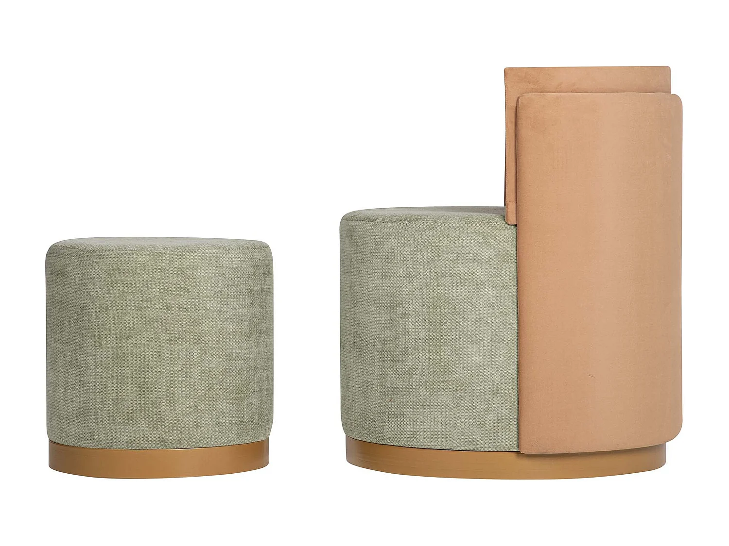 Set Butaca Y Puff Velvet 61x61x70 40x40x40 Cm