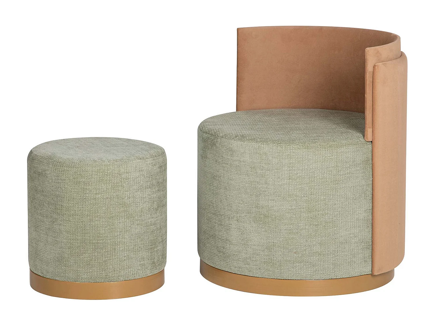 Set Butaca Y Puff Velvet 61x61x70 40x40x40 Cm