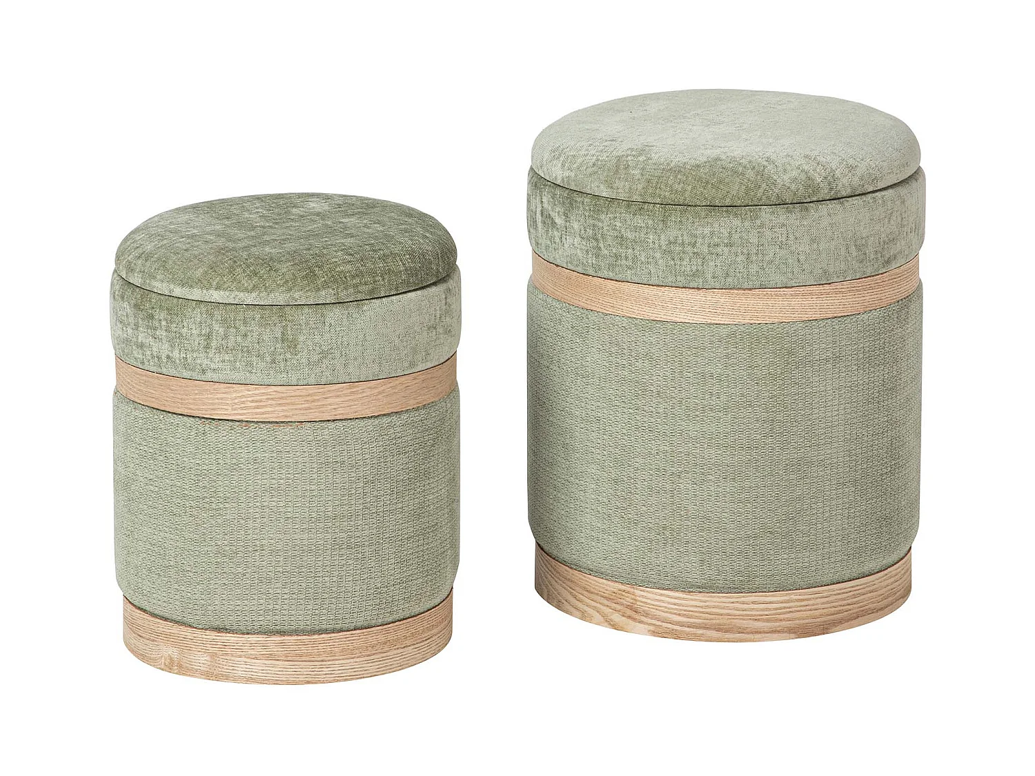 Set 2 Puffs Poliester 36x36x44 31x31x38 Cm