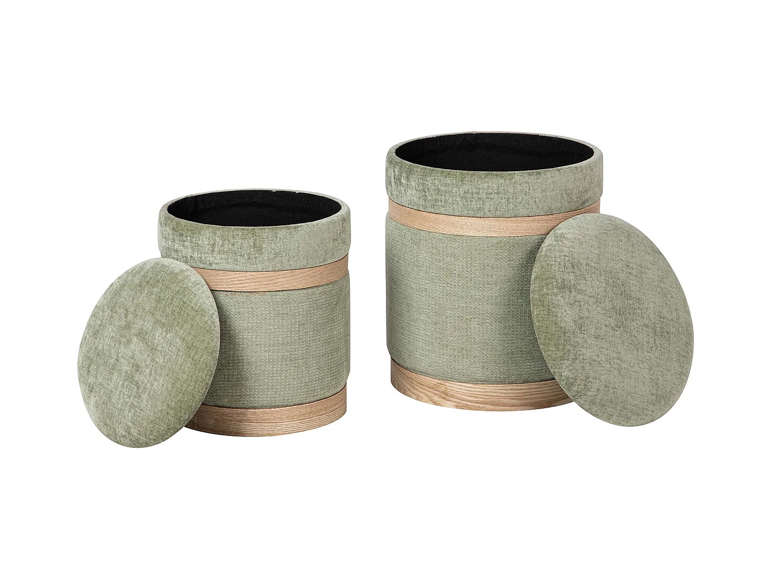 Set 2 Puffs Poliester 36x36x44 31x31x38 Cm